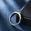 925 Sterling Silver Engagement Ring 1.0Ct 6.5mm Green Color Moissanite Adjustable Rings