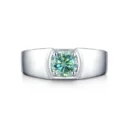 925 Sterling Silver Engagement Ring 1.0Ct 6.5mm Green Color Moissanite Adjustable Rings